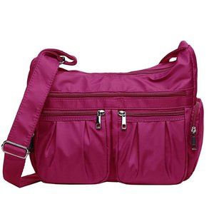 Pink Waterproof Nylon Crossbody Bag